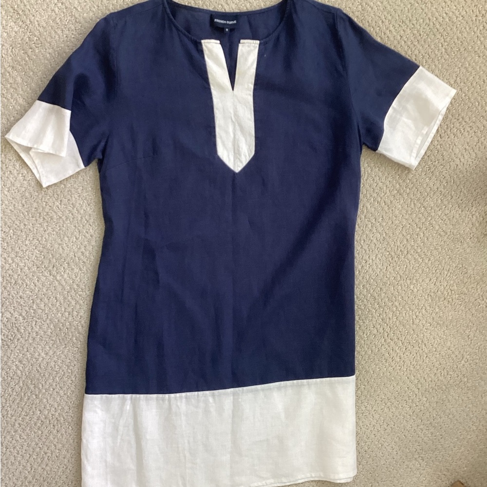 French Curve Navy Tunic with Cream Placket